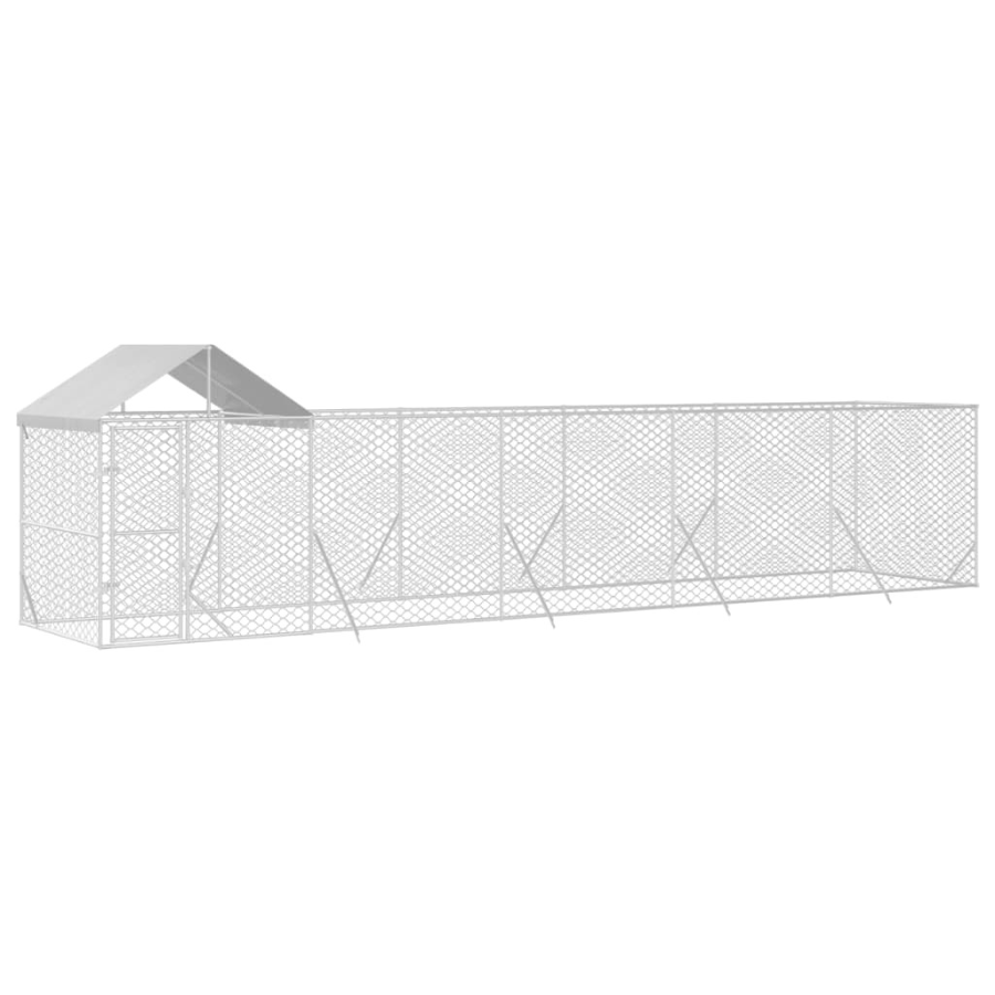 vidaXL Perrera de exterior con techo acero galvanizado plata 6x2x2,5 m, , large Imagen numero 9
